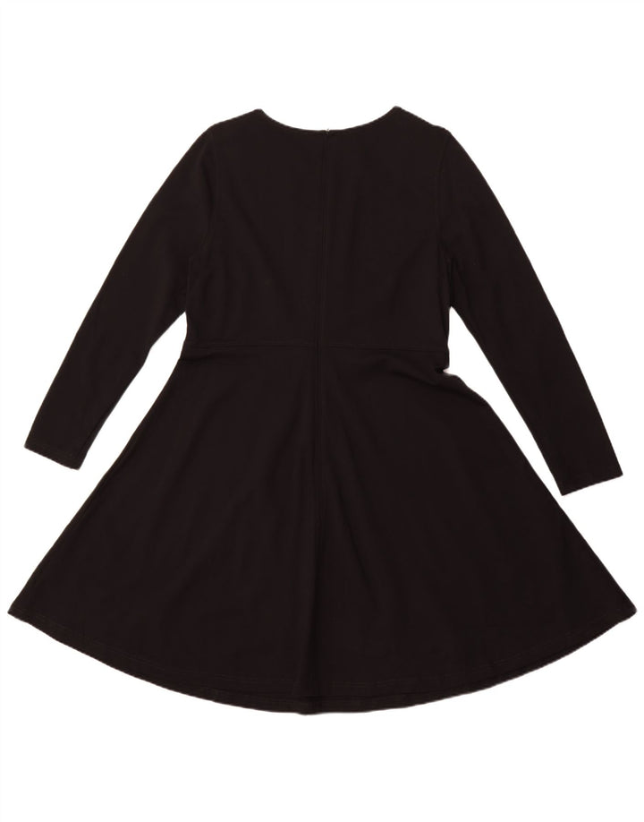 MARKS & SPENCER Γυναικείο μακρυμάνικο φόρεμα A-Line UK 16 μεγάλη μαύρη βισκόζη