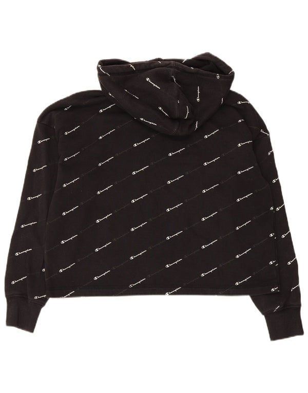 Champion Womens Graphic Oversized Hoodie Jumper UK 10 Small Black