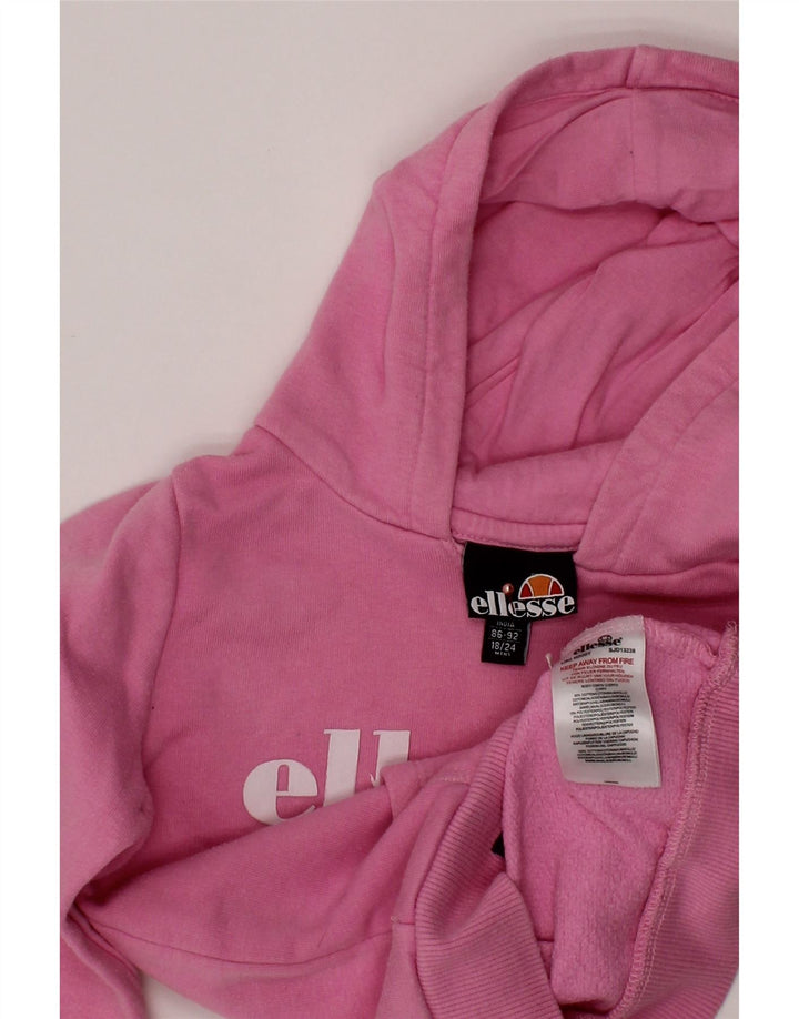 ELLESSE Baby Girls Graphic Hoodie Jumper 18-24 μηνών Ροζ βαμβακερό