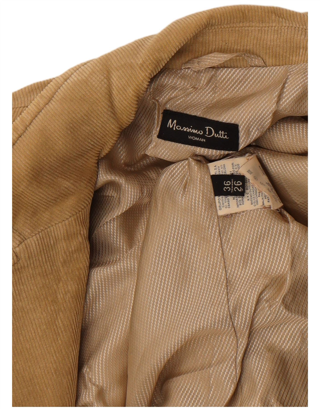 MASSIMO DUTTI Γυναικείο μπουφάν με 2 κουμπιά κοτλέ μπλέιζερ EU 36 XS καφέ βαμβακερό