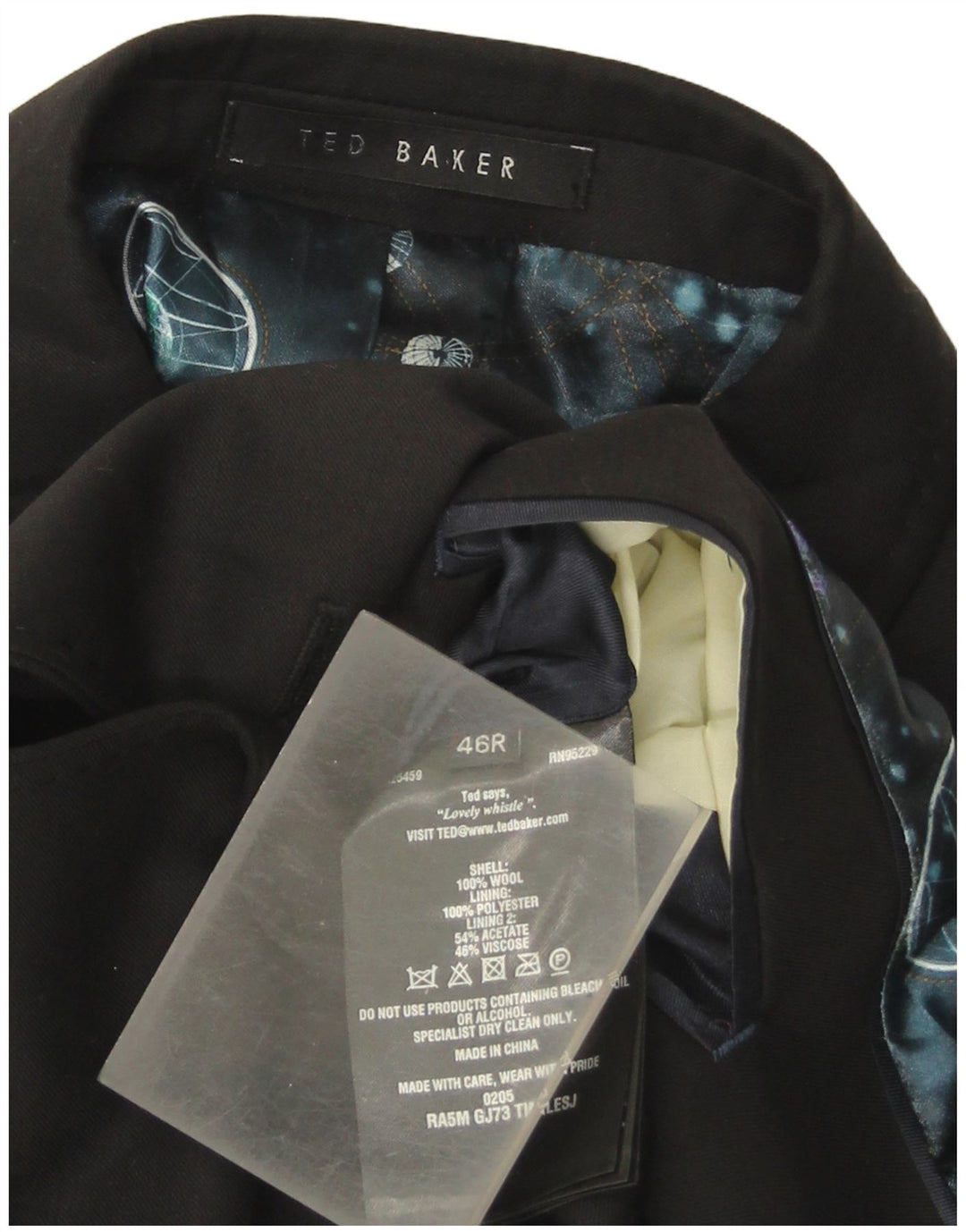 Ted Baker Ανδρικό σακάκι σακάκι US 46 3XL Μαύρο μάλλινο με 2 κουμπιά