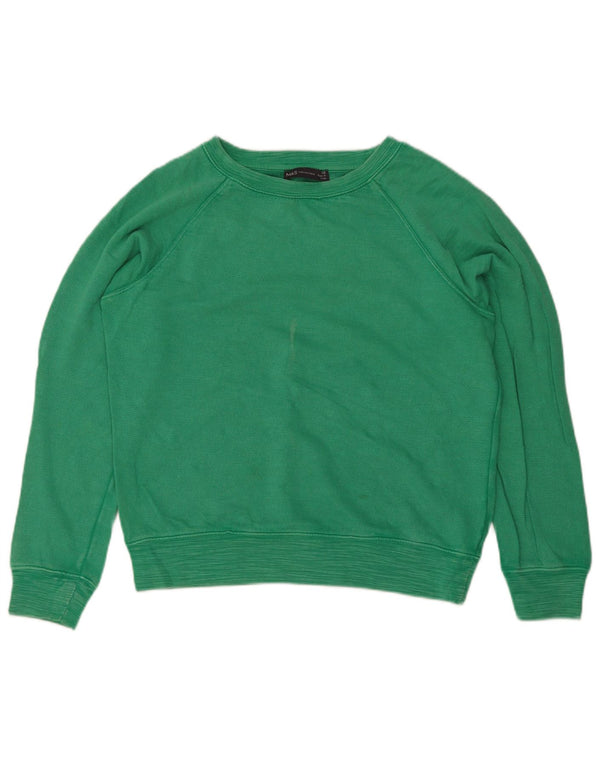 Marks & Spencer Γυναικεία φούτερ μεγάλου μεγέθους Jumper UK 10 Μικρό πράσινο βαμβακερό