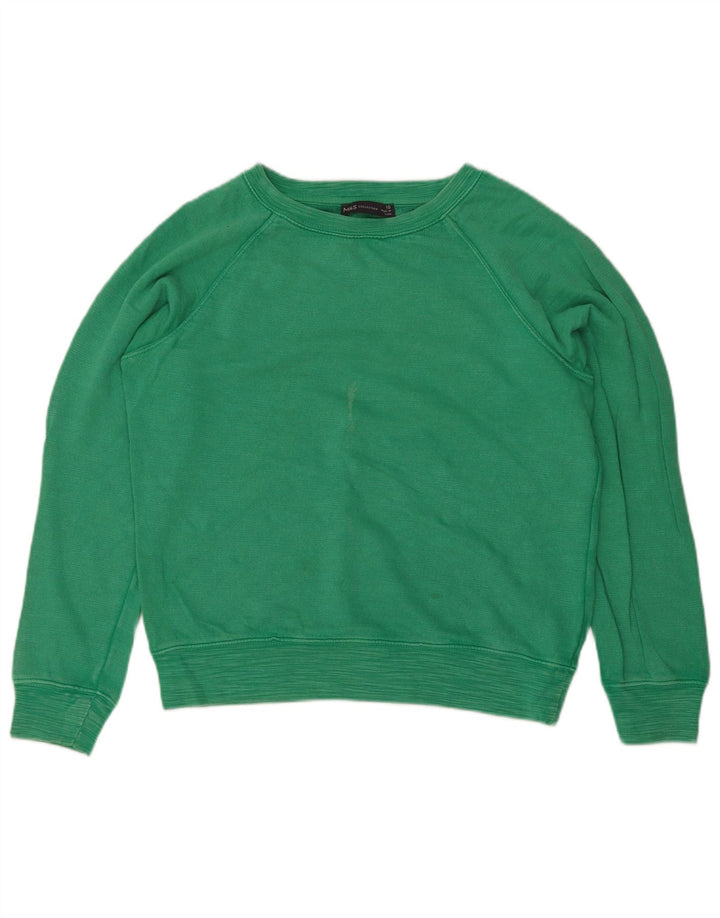 Marks & Spencer Γυναικεία φούτερ μεγάλου μεγέθους Jumper UK 10 Μικρό πράσινο βαμβακερό