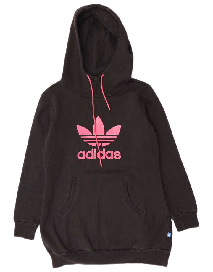 Adidas Γυναικείο Γραφικό Hoodie Jumper IT 46 Μεγάλος Μαύρος Πολυεστέρας