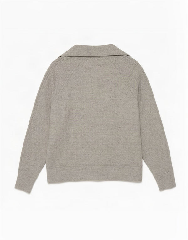 Nike Womens Zip Neck Sweatshirt Jumper UK 10 Small Grey Flecked Cotton