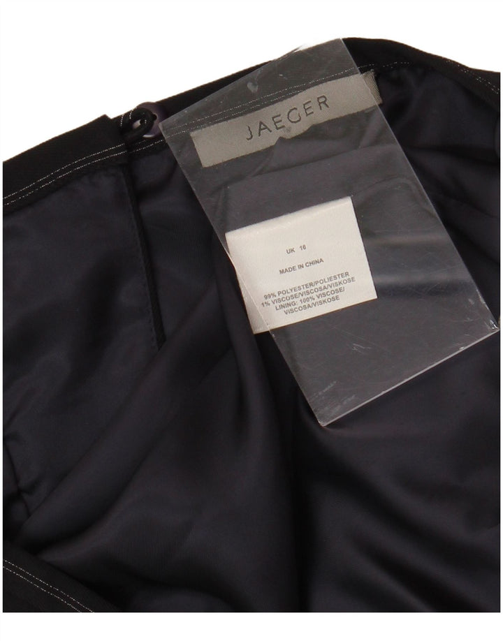 JAEGER Γυναικεία Pencil Φούστα UK 16 Large W34 Μαύρο ριγέ πολυεστέρα