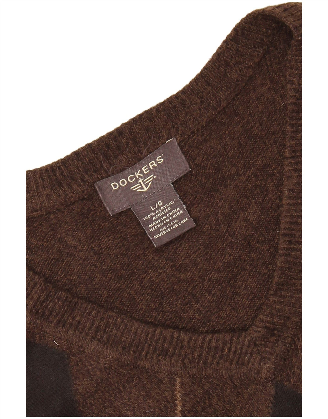 DOCKERS Ανδρικό γιλέκο Tank Top Large Brown Argyle/Diamond Acrylic