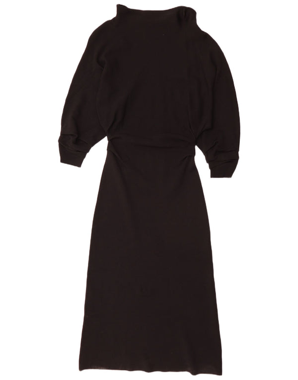 Zara Γυναικείο μακρυμάνικο Maxi Φόρεμα UK 8 Small Black Viscose