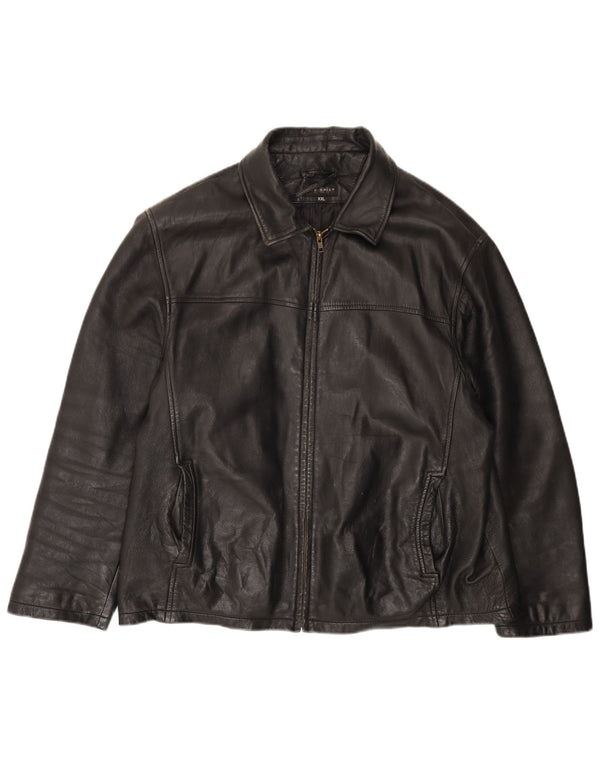 VINTAGE Ανδρικό Δερμάτινο Μπουφάν UK 44 2XL Μαύρο