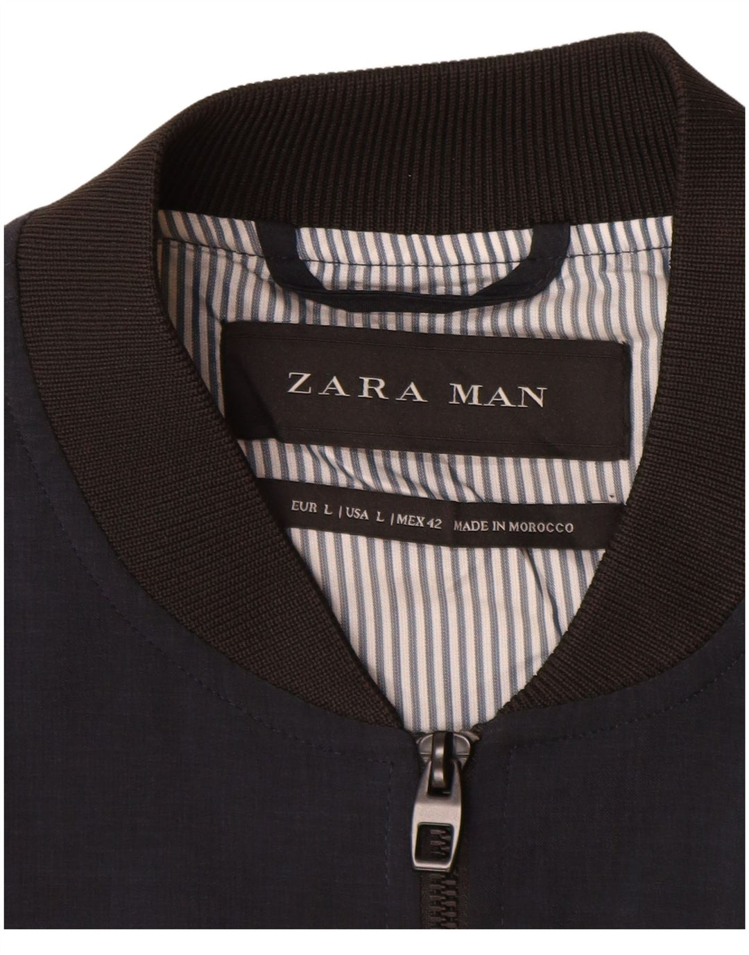 Zara Ανδρικό Bomber Jacket UK 40 Large Navy Blue Polyester