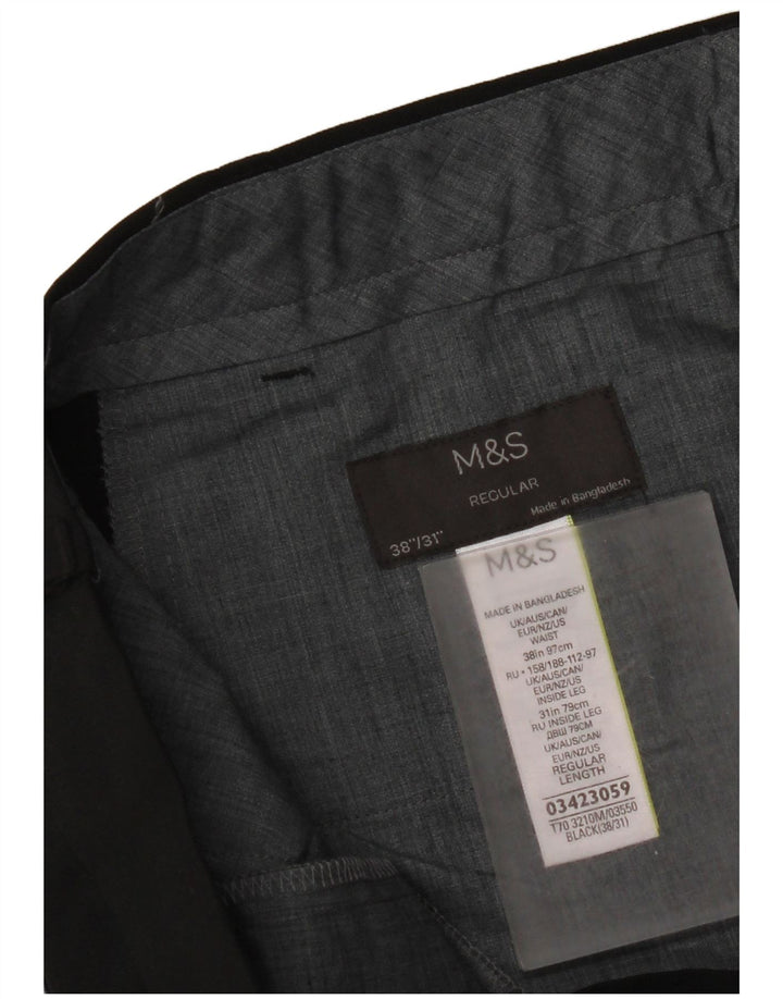 Marks & Spencer Ανδρικό παντελόνι κανονικό κοστούμι W38 L31 μαύρο πολυεστέρα