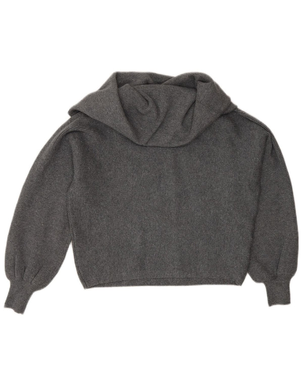 Zara γυναικείο πουλόβερ με ρολό λαιμόκοψη UK 10 Small Grey Viscose