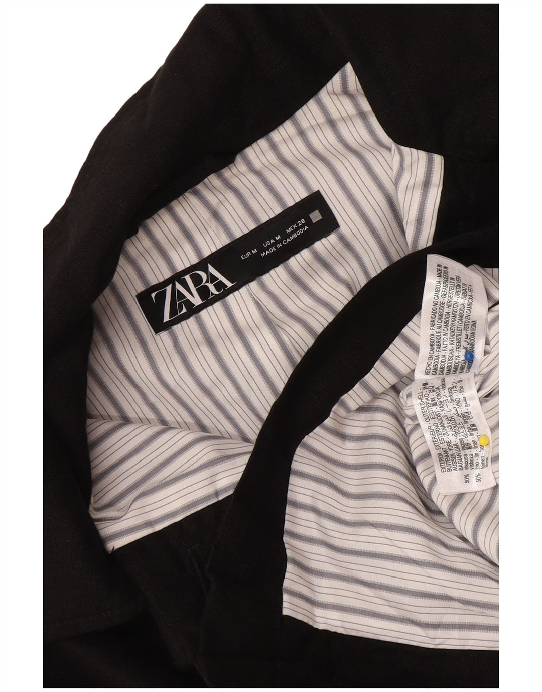 Zara Γυναικείο Crop Bomber Jacket UK 10 Medium Black Viscose