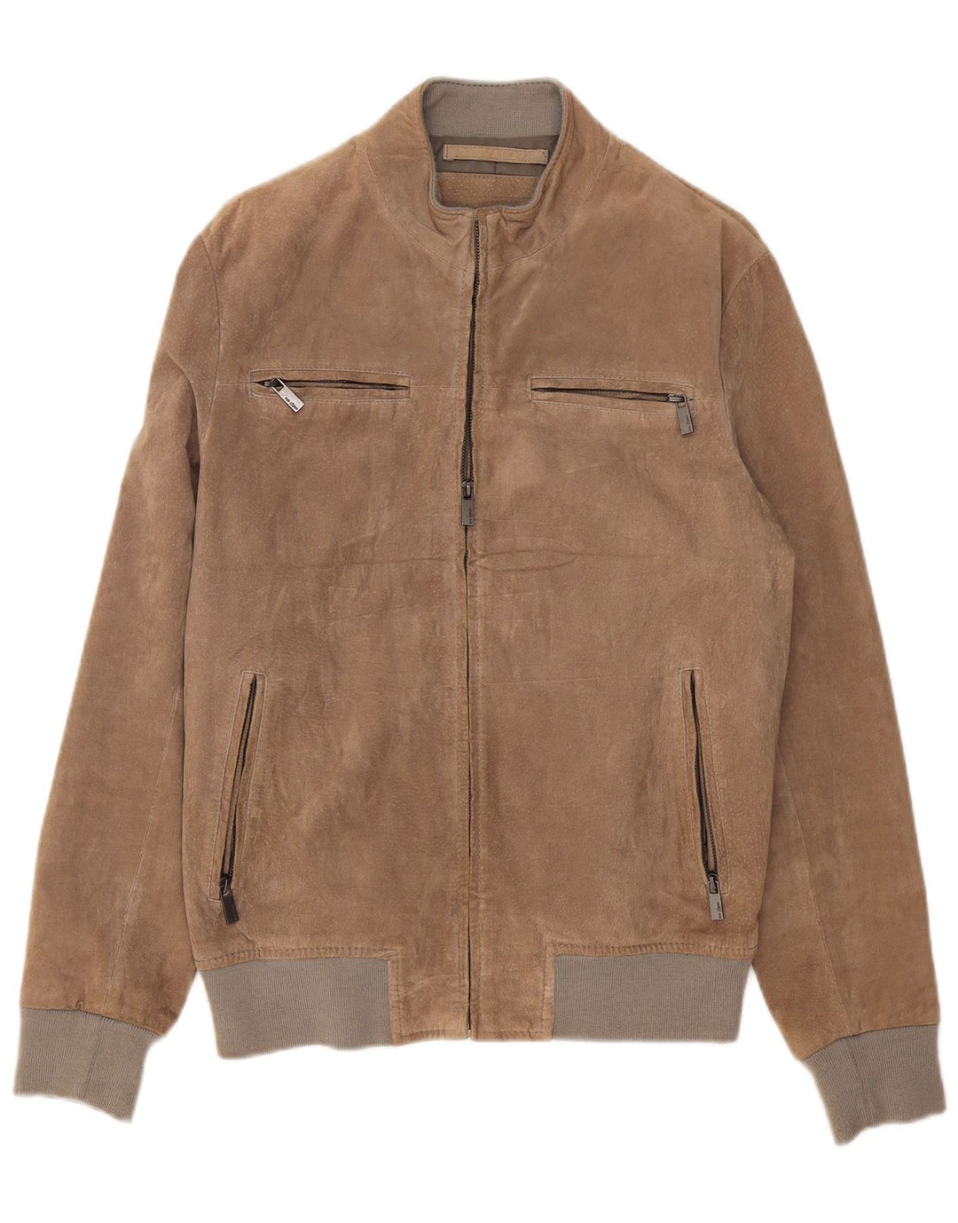 Vintage Ανδρικό Suede Bomber Jacket UK 38 Medium Grey Leather