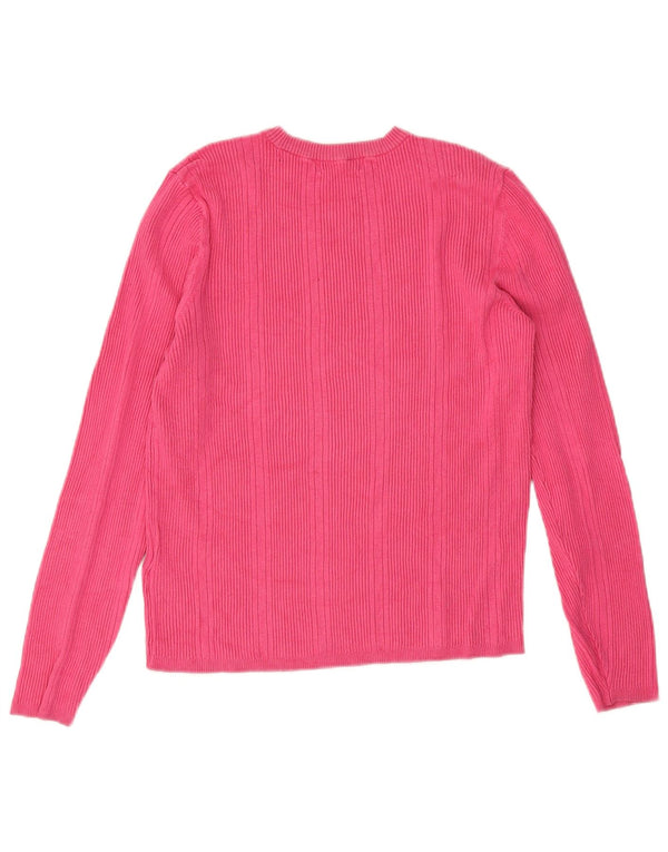 Marks & Spencer Γυναικείο πουλόβερ με λαιμόκοψη UK 14 Medium Pink Viscose