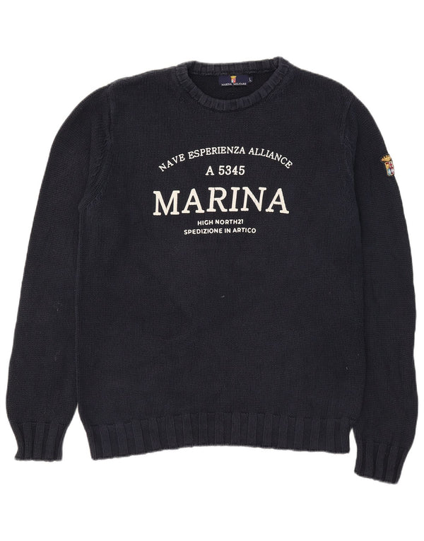 Ανδρικό πουλόβερ Marina Militare Graphic Boat Neck Jumper Large Navy Blue