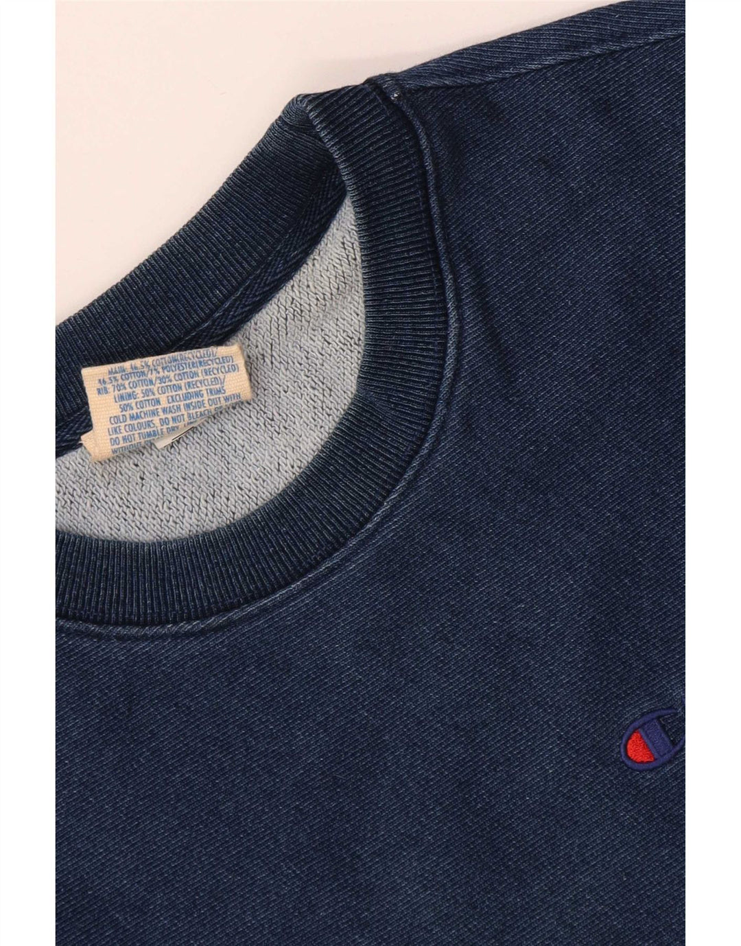 Champion Womens Crop Oversized Φούτερ Jumper UK 14 Medium Navy Blue