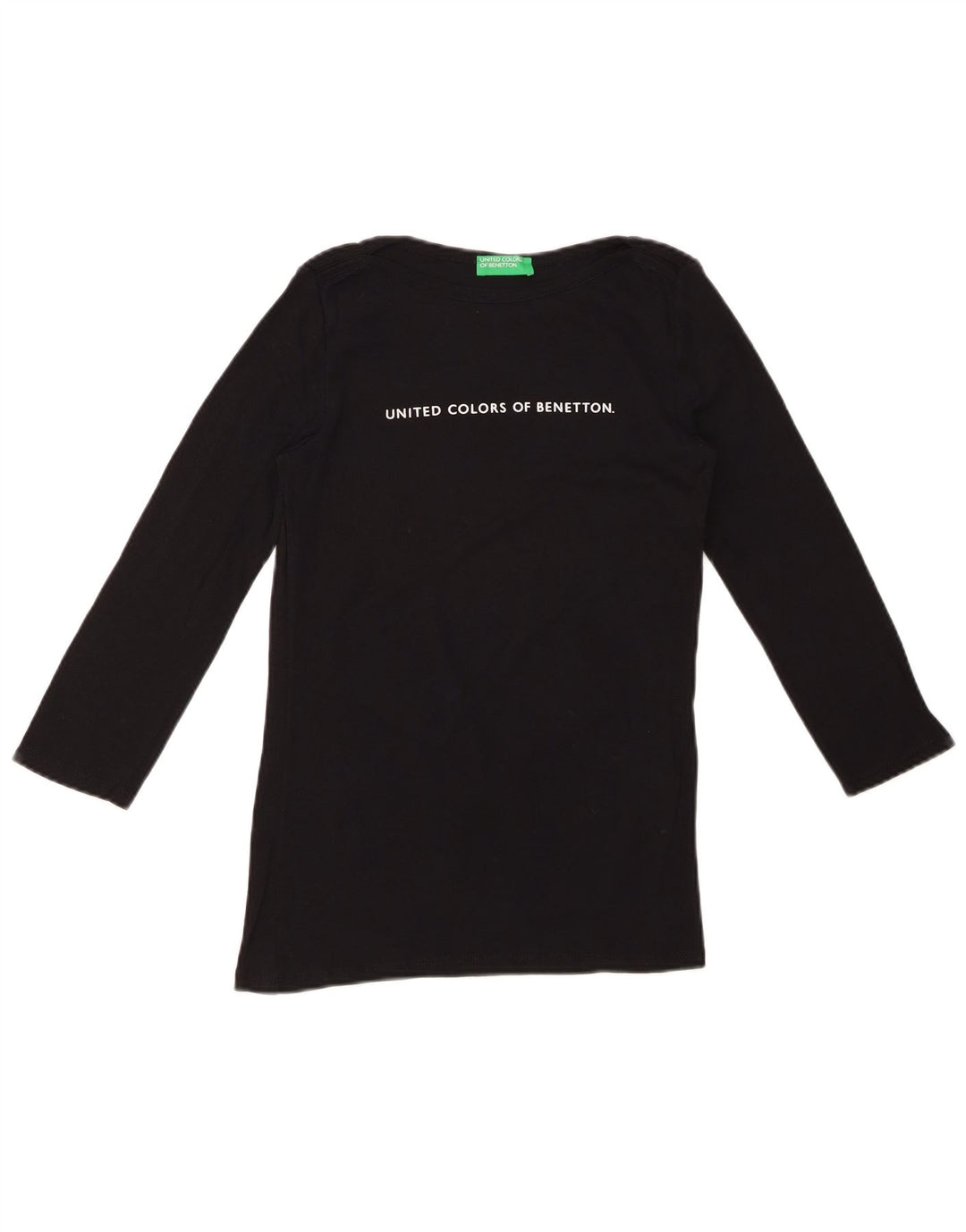 BENETTON Γυναικείο Γραφικό Τοπ 3/4 Μανίκι UK 8 Small Black