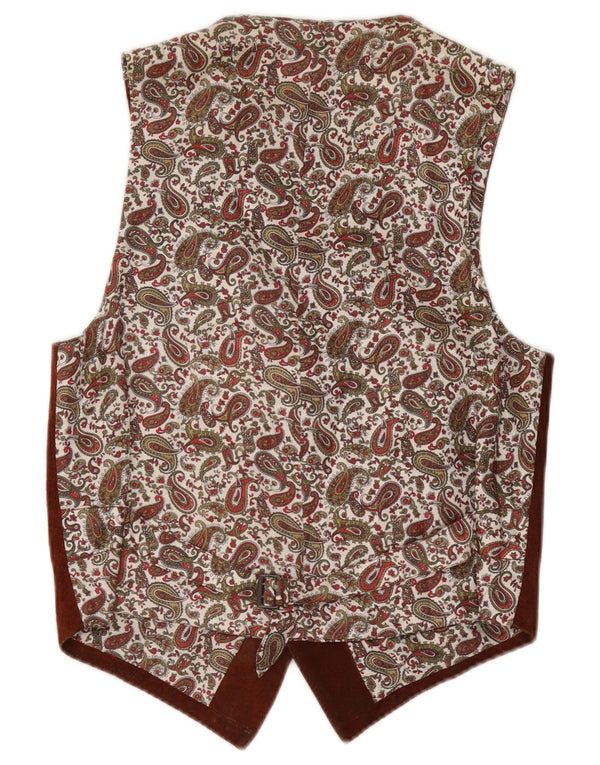 Vintage Ανδρικό Δερμάτινο Γιλέκο XS Καφέ Paisley