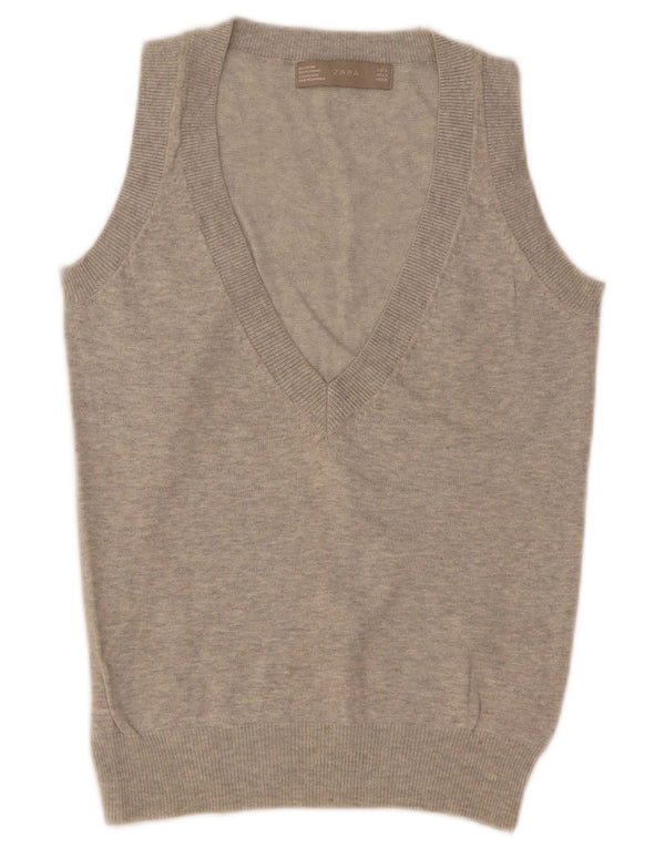 Zara Γυναικείο γιλέκο Tank Top UK 8 Small Grey Flecked Cotton