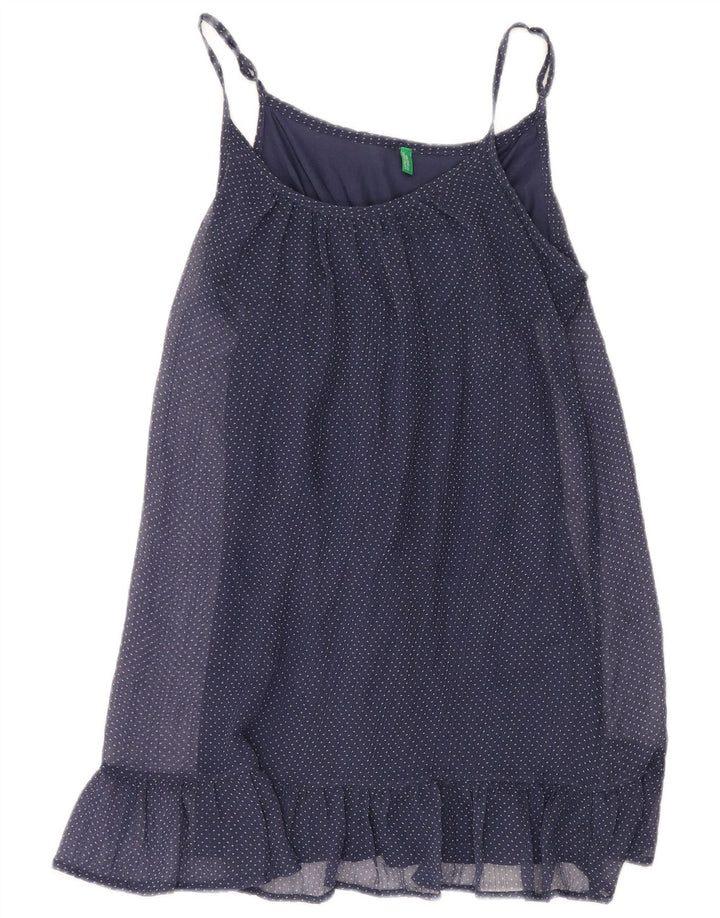 BENETTON Γυναικείο Sundress UK 10 Small Navy Blue Spotted Polyester