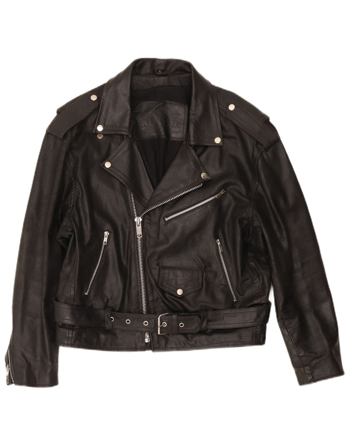 Vintage Γυναικείο Δερμάτινο Μπουφάν Biker UK 16 Large Μαύρο