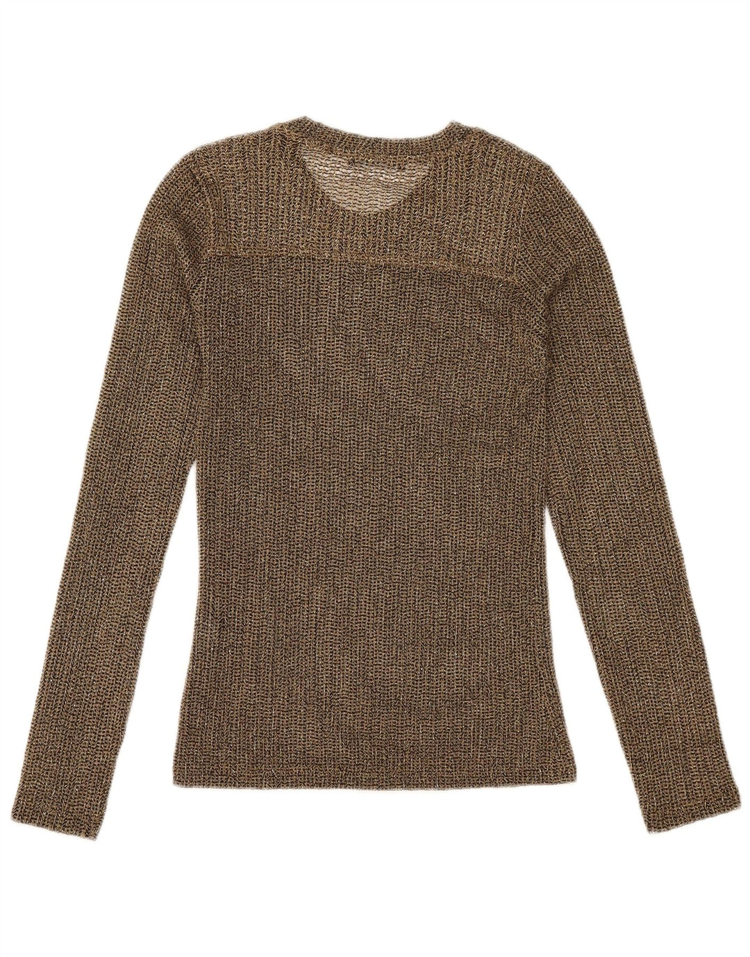Γυναικεία Zara See Through Top μακρυμάνικο UK 10 μικρού χρυσού πολυεστέρα