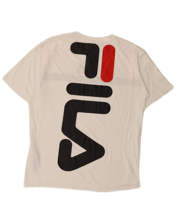 Ανδρικό γραφικό T-Shirt Fila Top XL Λευκό Colourblock Βαμβακερό
