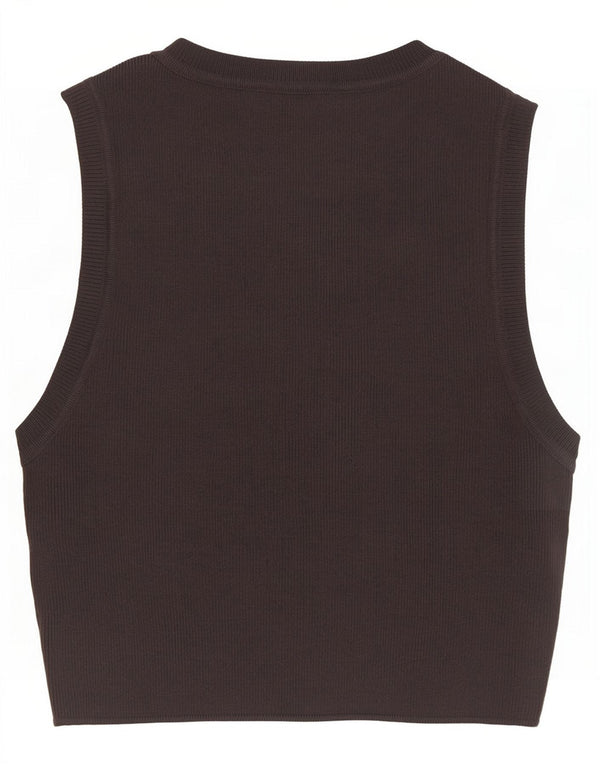 Zara Γυναικείο Crop Vest Top UK 12 Medium Grey Viscose