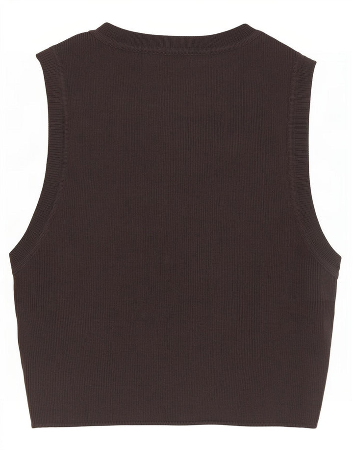 Zara Γυναικείο Crop Vest Top UK 12 Medium Grey Viscose