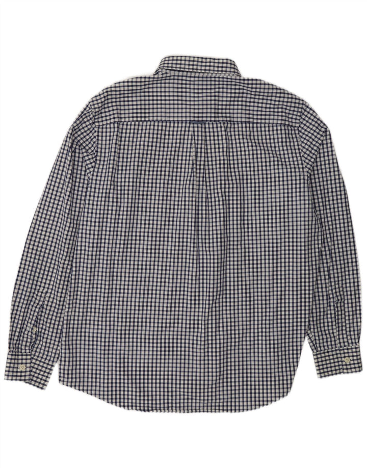 JAEGER Mens Flannel Shirt 2XL Navy Blue Gingham Vintage Jaeger and Second-Hand Jaeger from Messina Hembry 