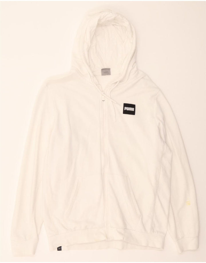 PUMA Mens Zip Hoodie Sweater Large White Cotton Vintage Puma and Second-Hand Puma from Messina Hembry 