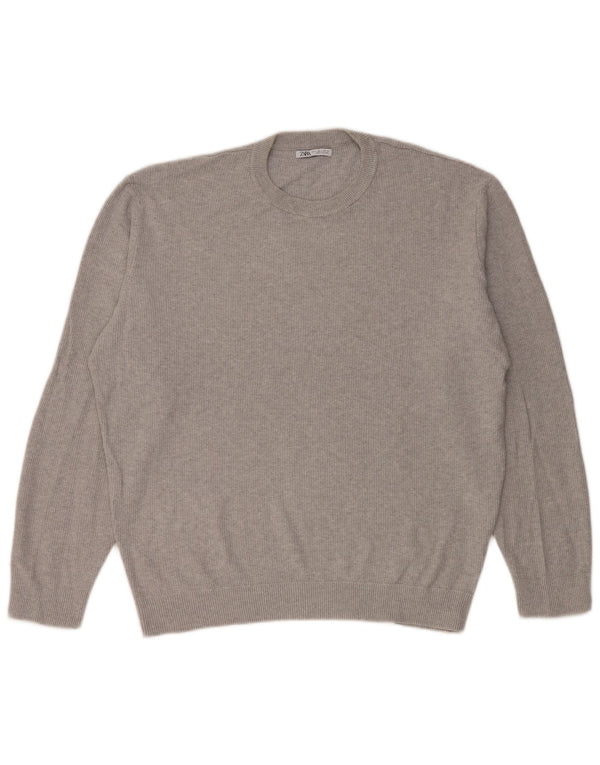Ανδρικό πουλόβερ Zara Crew Neck Jumper Large Grey