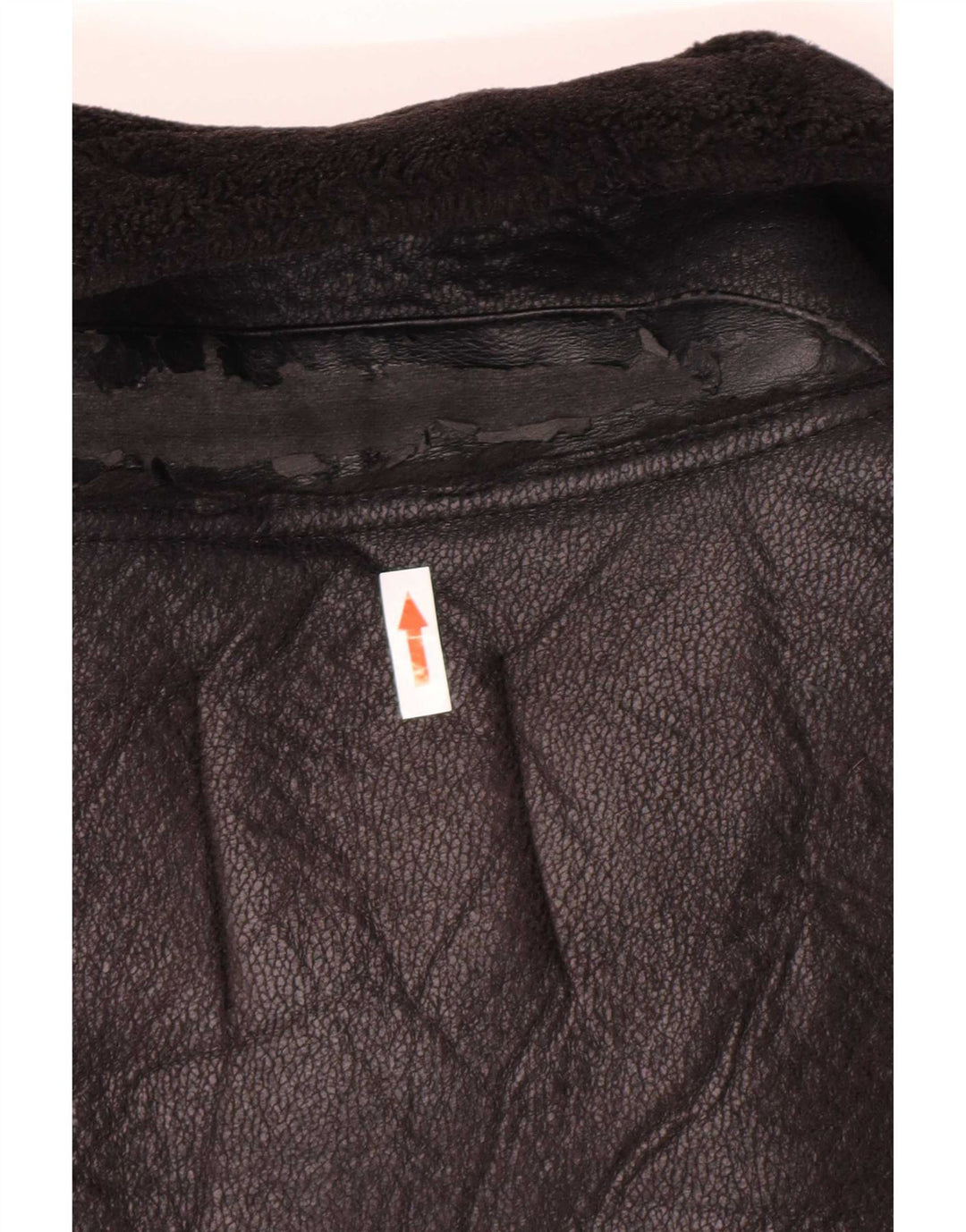 Zara Γυναικείο Faux Leather Sherpa Jacket UK 14 Medium Μαύρο Πολυουρεθάνη