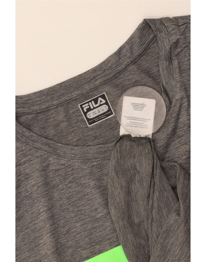 Fila Γυναικείο γραφικό T-Shirt Top UK 14 Medium Grey Polyester