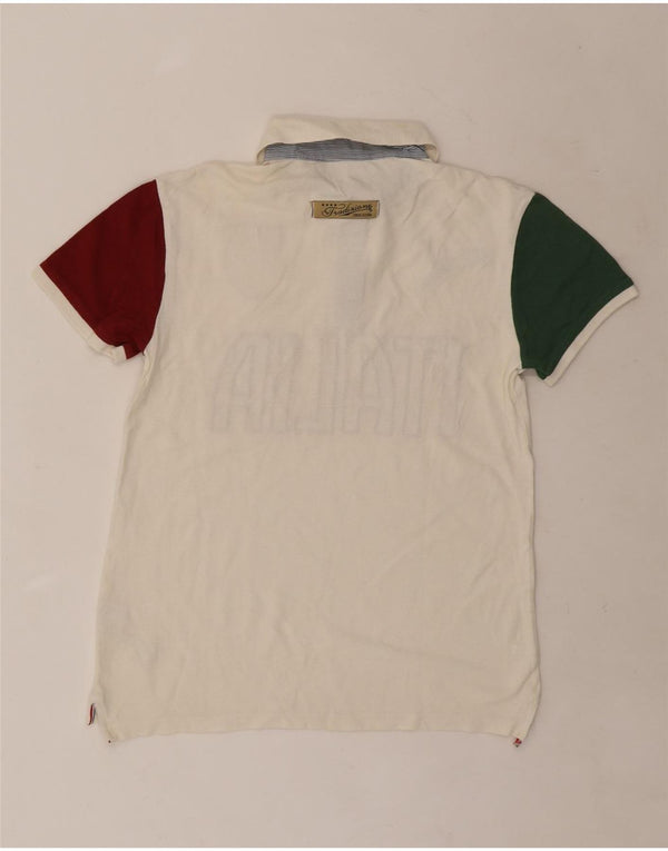 Puma Mens Italia Graphic Rugby Polo πουκάμισο Small White Colourblock Βαμβακερό