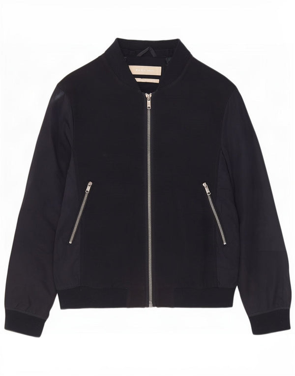 Zara Ανδρικό Bomber Jacket UK 40 Large Navy Blue Colourblock