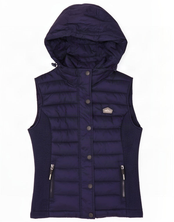 Superdry γυναικεία κουκούλα με επένδυση Gilet UK 6 XS Navy Blue Nylon