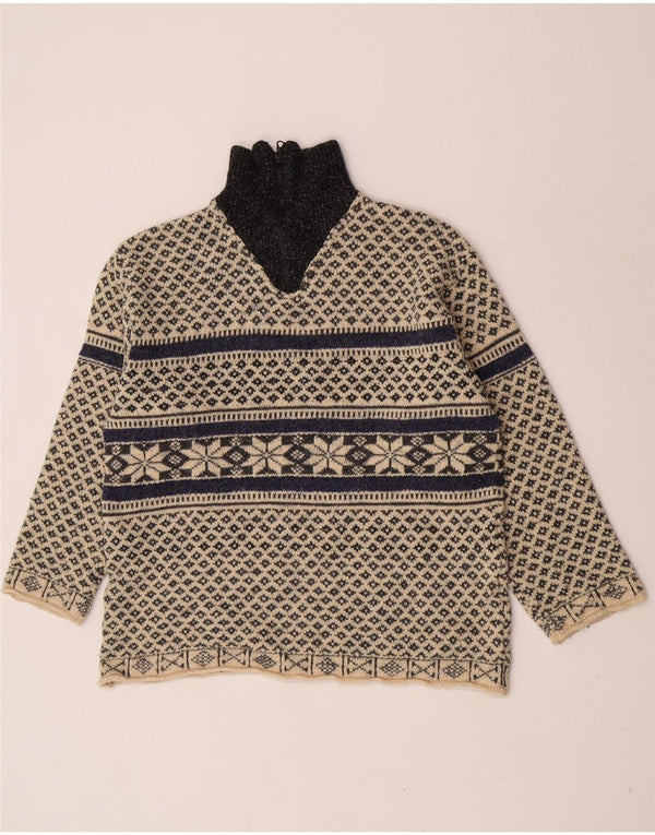 Vintage ανδρικό πουλόβερ με φερμουάρ XL Beige Fair Isle