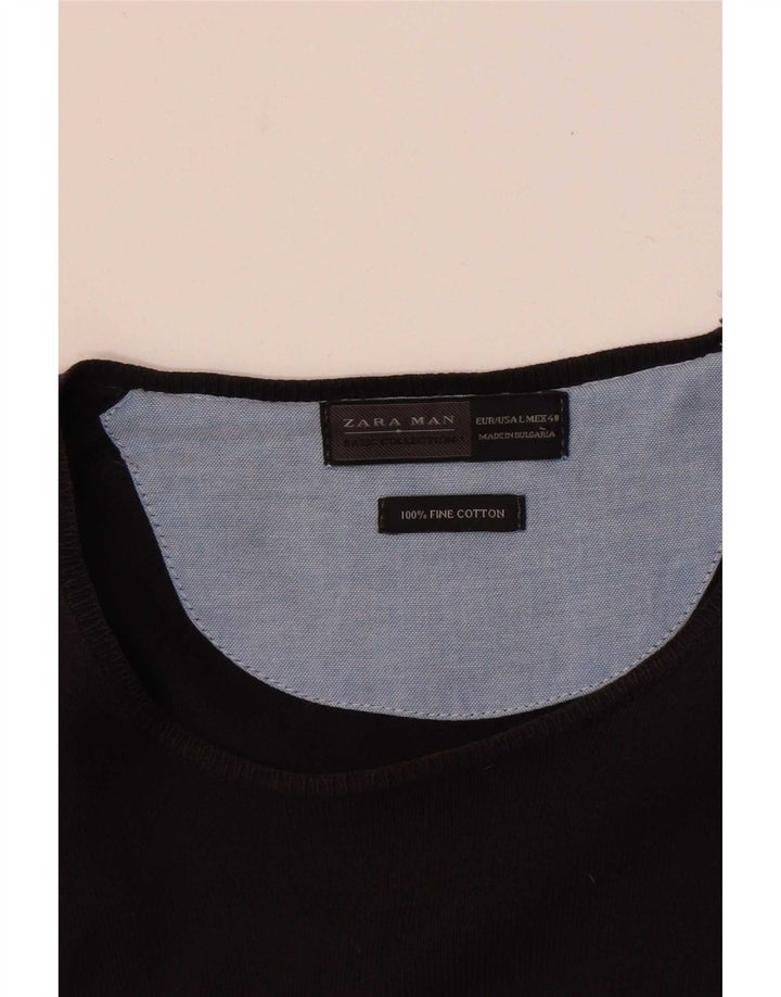 Ανδρικό πουλόβερ Zara Regular Fit Crew Neck Jumper Μεγάλο Καφέ