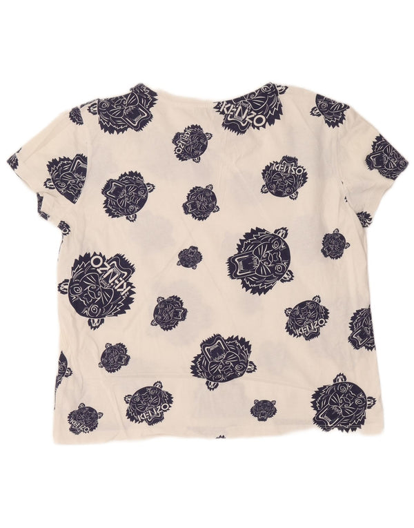 Γυναικείο γραφικό μπλουζάκι Kenzo Top UK 16 μεγάλο λευκό βαμβακερό