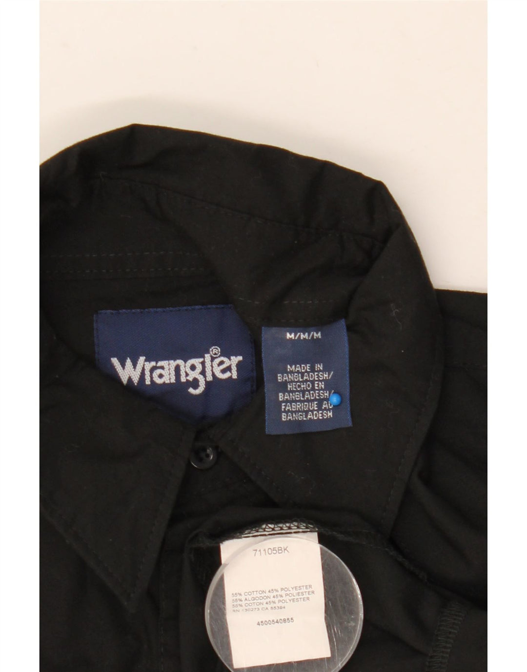 Ανδρικό πουκάμισο Wrangler, μεσαίο μαύρο βαμβακερό