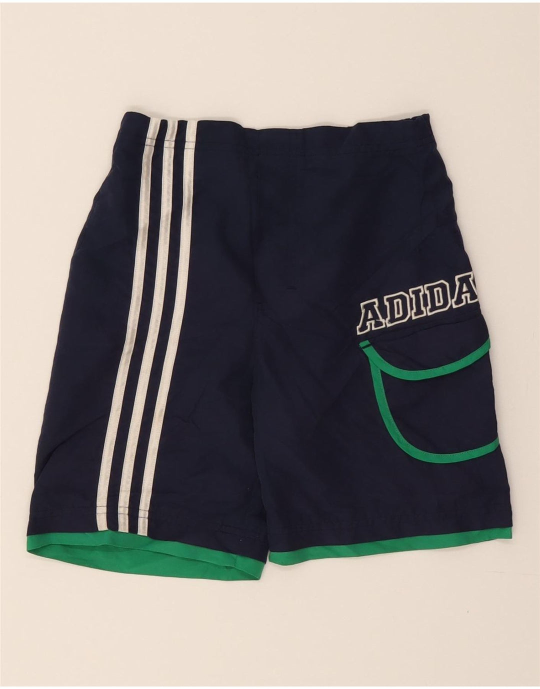 ADIDAS Boys Graphic Sport Shorts 5-6 Years Navy Blue Polyester Vintage Adidas and Second-Hand Adidas from Messina Hembry 