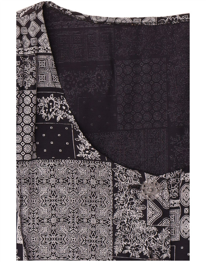 Vintage γυναικείο φόρεμα A-Line UK 14 Medium Grey Patchwork