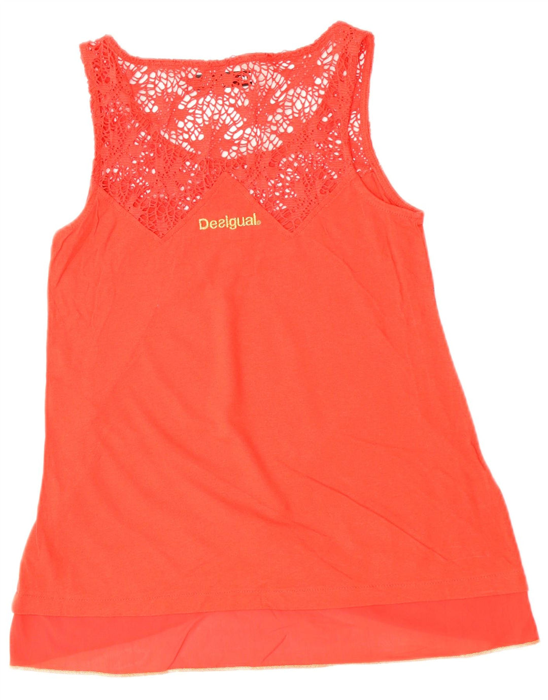 DESIGUAL Γυναικεία Αμάνικη Μπλούζα Τοπ UK 10 Μικρό κόκκινο φλοράλ βαμβακερό