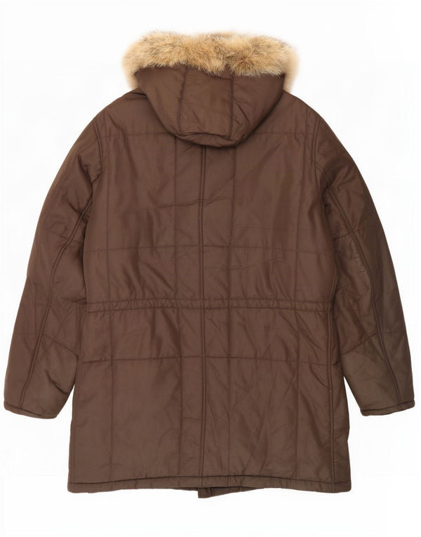 Refrigiwear Mens Hooded Padded Coat UK 44 2XL Brown Polyamide