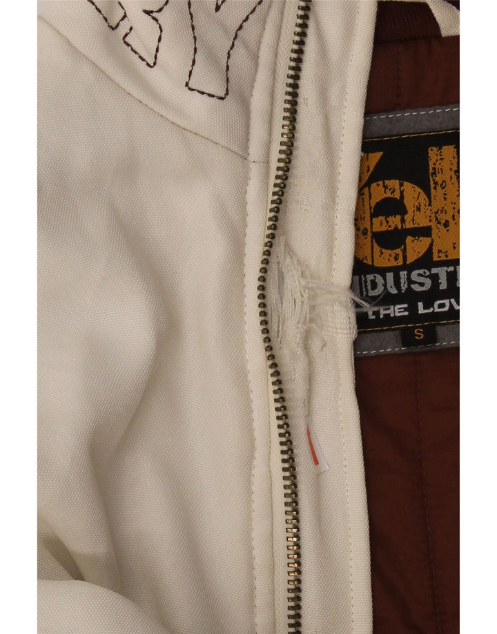 ΚΡΑΥΓΗ! Ανδρικό Loose Fit Graphic Bomber Jacket UK 36 Small White Polyester