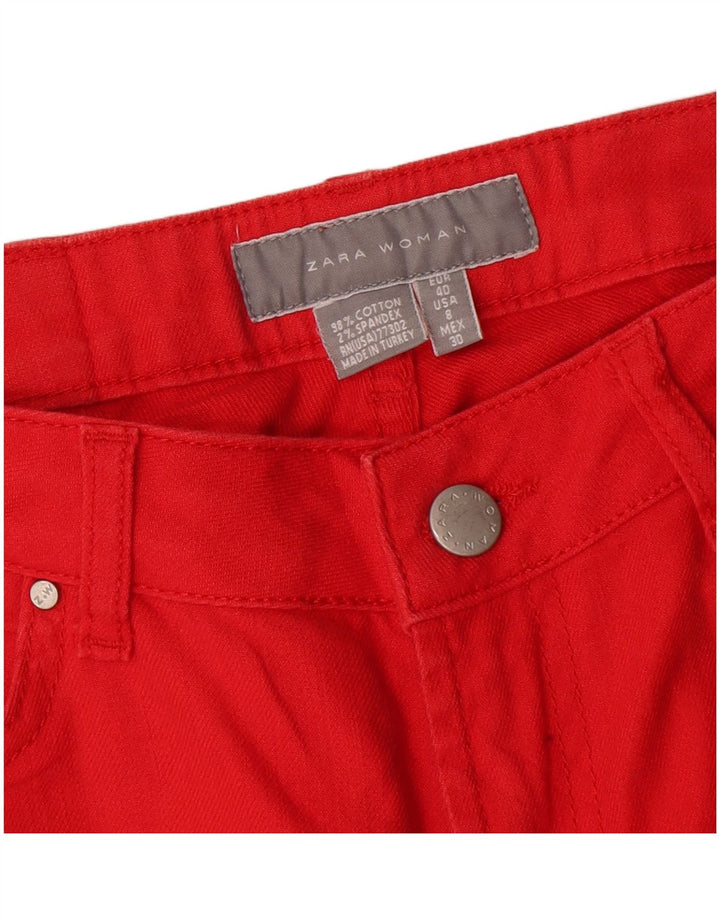 Zara Γυναικείο Straight Jeans EU 40 Medium W30 L31 Red Cotton
