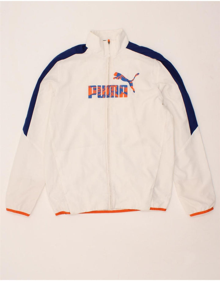 PUMA Boys Graphic Tracksuit Top Jacket 15-16 Years White Colourblock Vintage Puma and Second-Hand Puma from Messina Hembry 