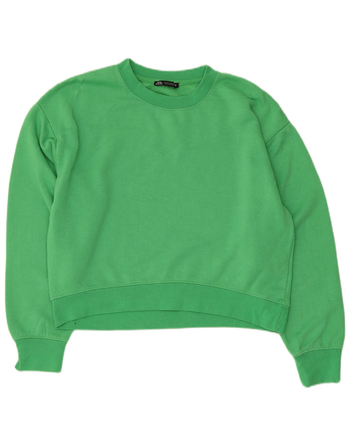 Zara Γυναικεία φούτερ Crop Jumper UK 14 Medium Green Polyester